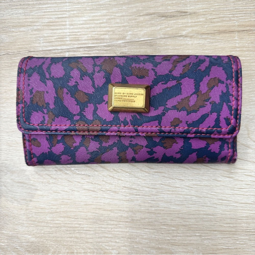Marc by Marc Jacobs Purple and Brown Leopard Wallet